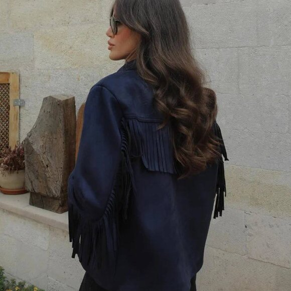 Fringed Suede Cropped Jacket - Picture 4 of 4